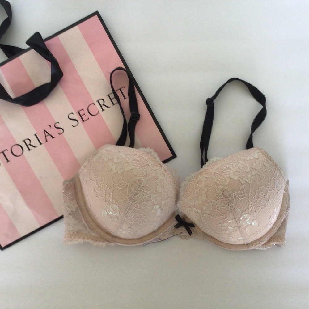 VICTORIAS SECRET DREAM ANGELS PUSH UP BRA SHIMMER LACE SIZE 34C